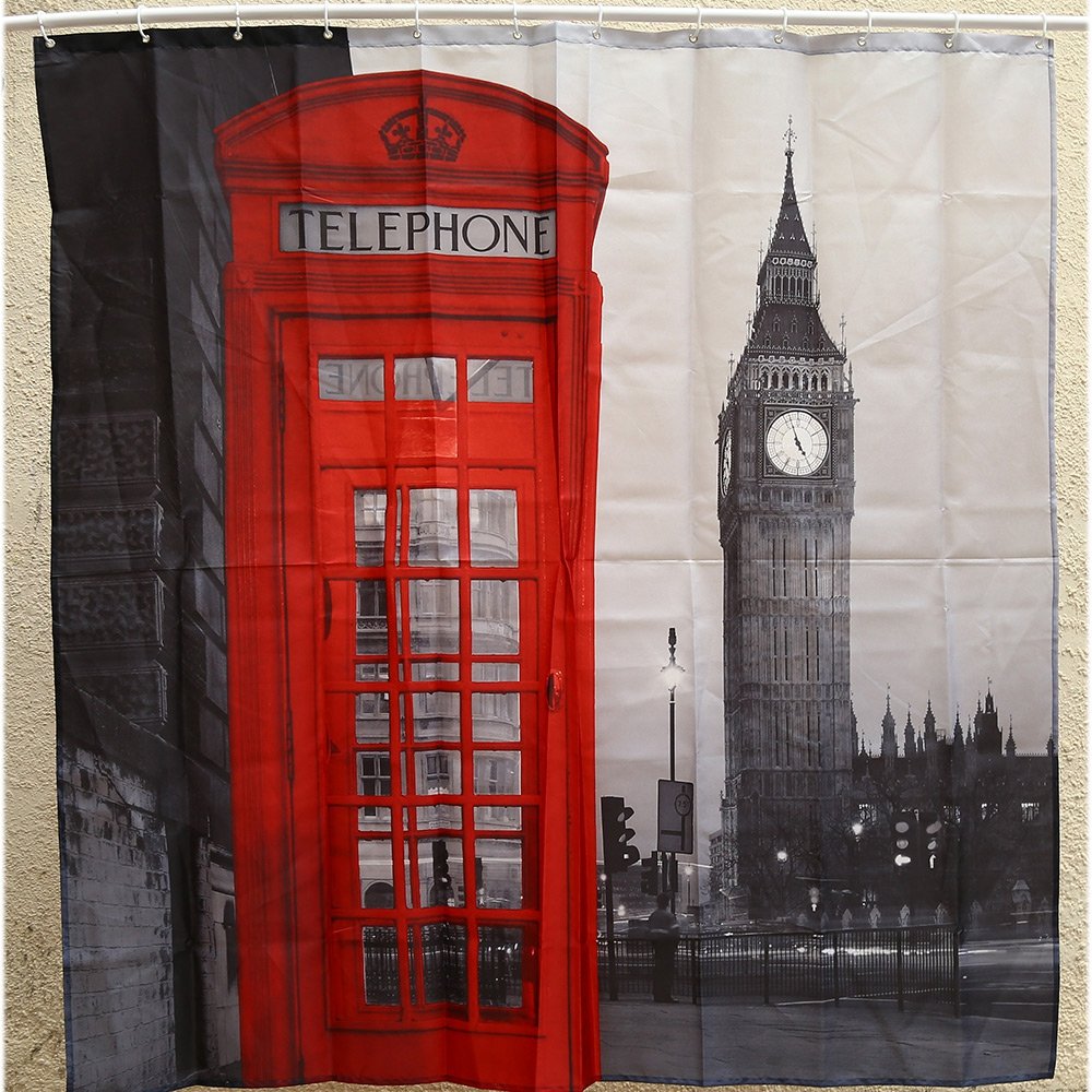 YOOYOO Creative London Big Ben Pattern Shower Curtain Polyester Waterproof Bathroom Decor