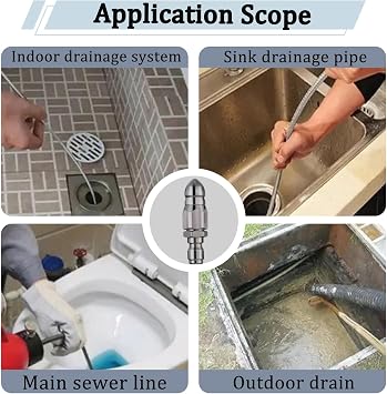 2pcs High Pressure Sewer Jetter Nozzle Kit, Stainless Steel Pipe Cleaning & Unclogging Washer Jet Cleaning Tool, 1/4'' Quick Connect Pressure Washer Nozzles, Jet Wash Nozzle for Drain & Pipe Cleaning