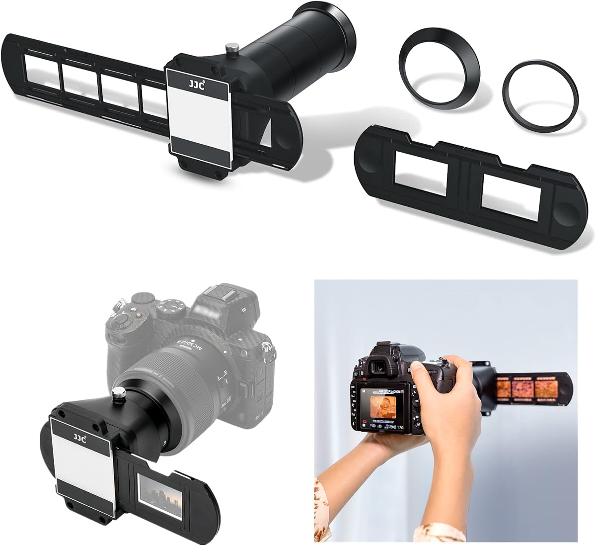 JJC ES-2 Film Digitizing Adapter Set Kit | for Negative Copying,Converts 35mm Film & Slides to Digital Files Photo,Fits Camera with Select Canon Nikon Sony Macro Lenses