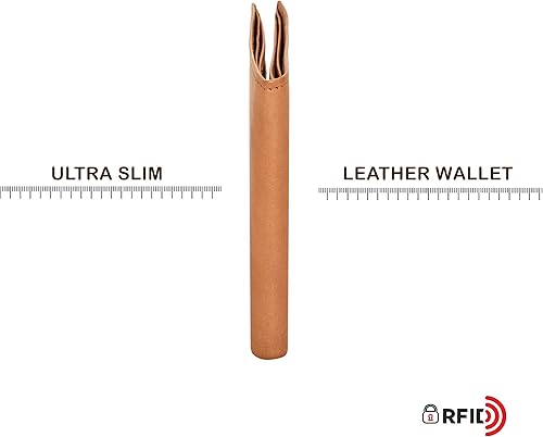 Miniatura 5 de VALENCHI Cartera plegable de cuero genuinoreal para hombres - Bloqueo RFIDcartera delgada para hombre protegida, Lavado Bronceado BF01, Pequeña,