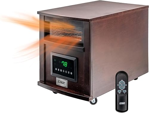 EZ-HEAT Calentador de espacio de gabinete de 1,500 vatios de 18 pulgadas con control remoto, puertos de carga USB, función de temporizador,