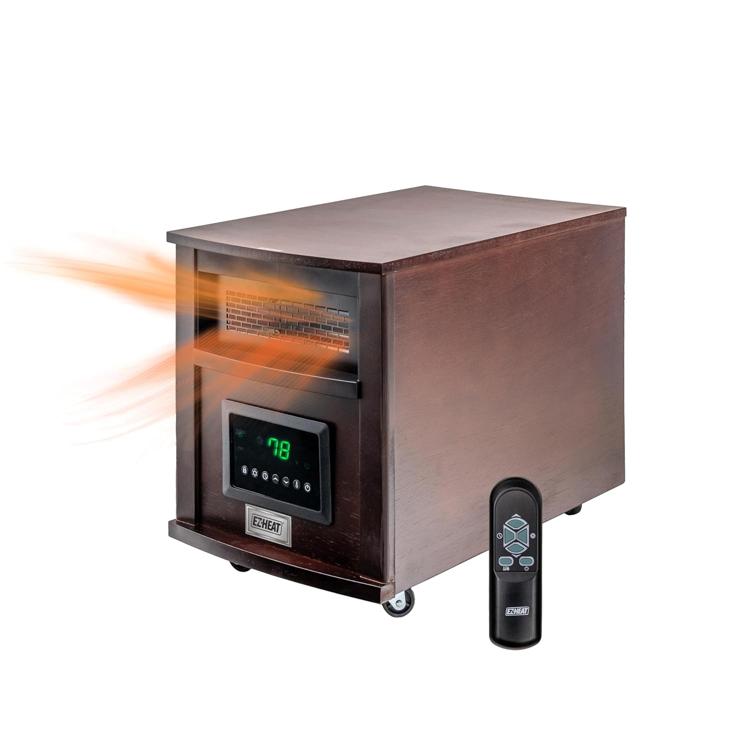 EZ-HEAT 1 500-Watt 18 inch Cabinet Space Heater with Remote Control USB Charging Ports Timer Function Tip Over
