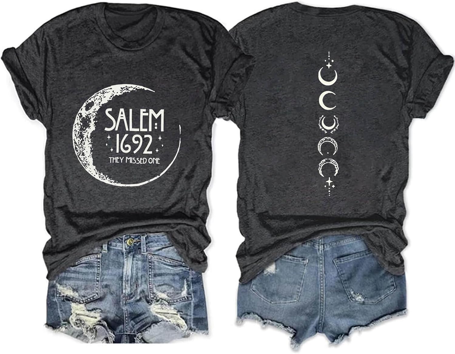Halloween Shirts Womens Witch Tshirts Salem 1692 They Missed One Shirt Spooky Tee Tops