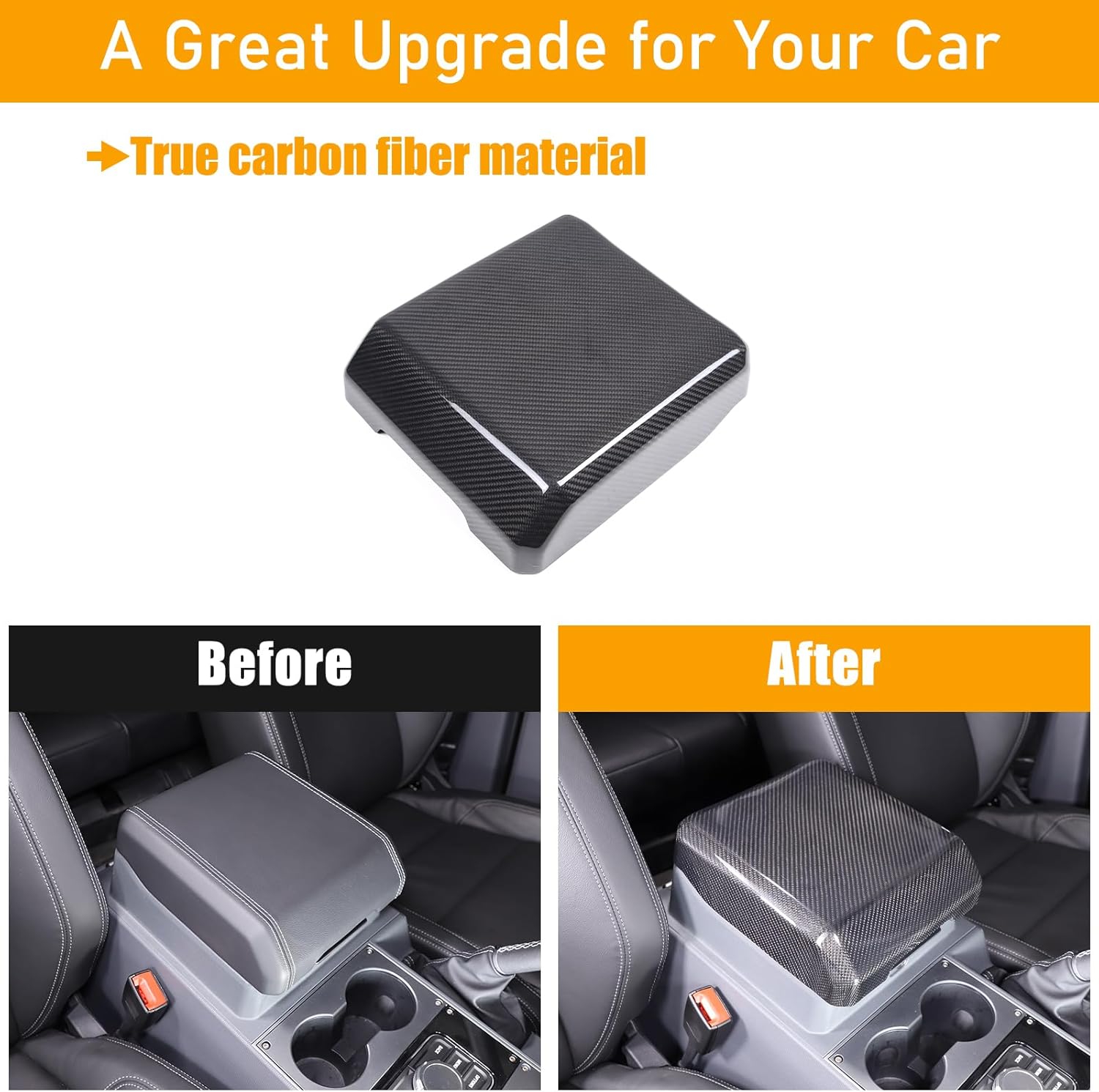 Real Carbon Fiber Center Console Armrest Cover Compatible with INEOS Grenadier 2022-2025 Anti-Scratch Central Armrest Lids Protector Cover Cushion Lid Protector Pad Interior Accessories