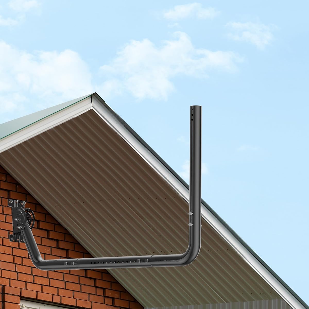 Soporte de antena para pared larga – Kits de soporte de montaje de mástil de alero largo con codos de 90 grados, tubo extensible de longitud ajustable, tornillos de fijación, ideal para antenas de TV al aire libre, extensor WiFi Starlink y más