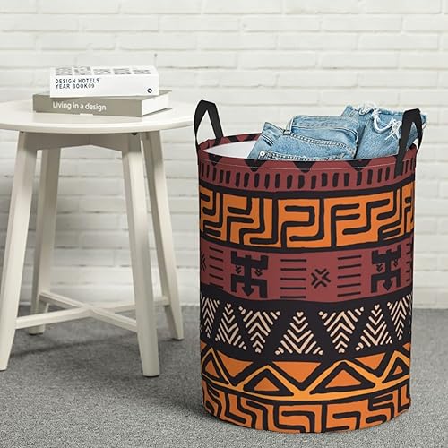 Miniatura 7 de Organizador redondo de tela de barro africana con asa para almacenamiento impermeable para dormitorio libros juguete tamaño mediano