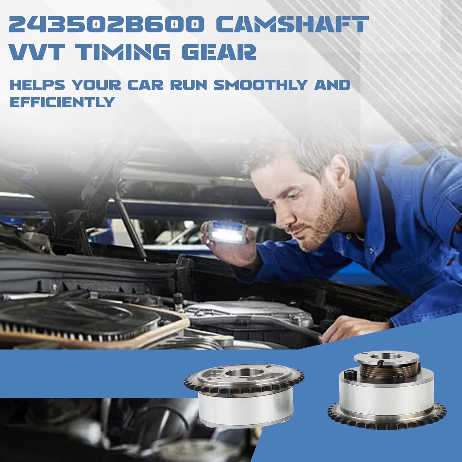 2pcs Camshaft Adjuster CVVT Gear Set 24350-3CGA1,24370-3CGA0 Fits for Azera Santa Fe Cadenza K900 Sedona Sorento 3.3L 3.8L