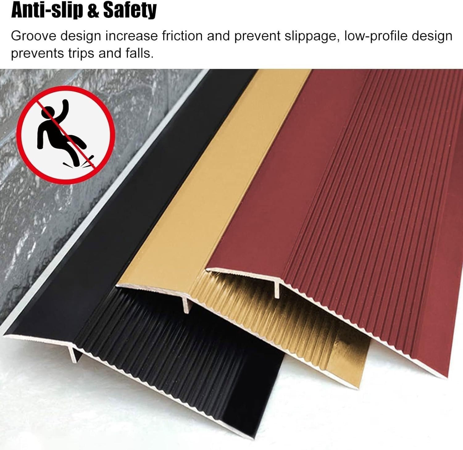 Carpet Floor Edging Trim Strip Golden - Transition Strips for Threshold/Doorways/Entry - 10cm Wide Reducer Flute for Wood to Tile(Length 1m/39 in)