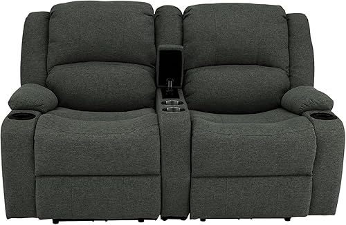 Miniatura 38 de RecPro Charles Powered - Sofá reclinable doble y sofá biplaza Muebles de pared Hugger RV – Tela de avena de 80 pulgadas
