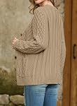 GRECERELLE Cardigan for Women Fall Sweaters Open Front Long Sleeve Chunky Cable Knit Button Down with Pockets