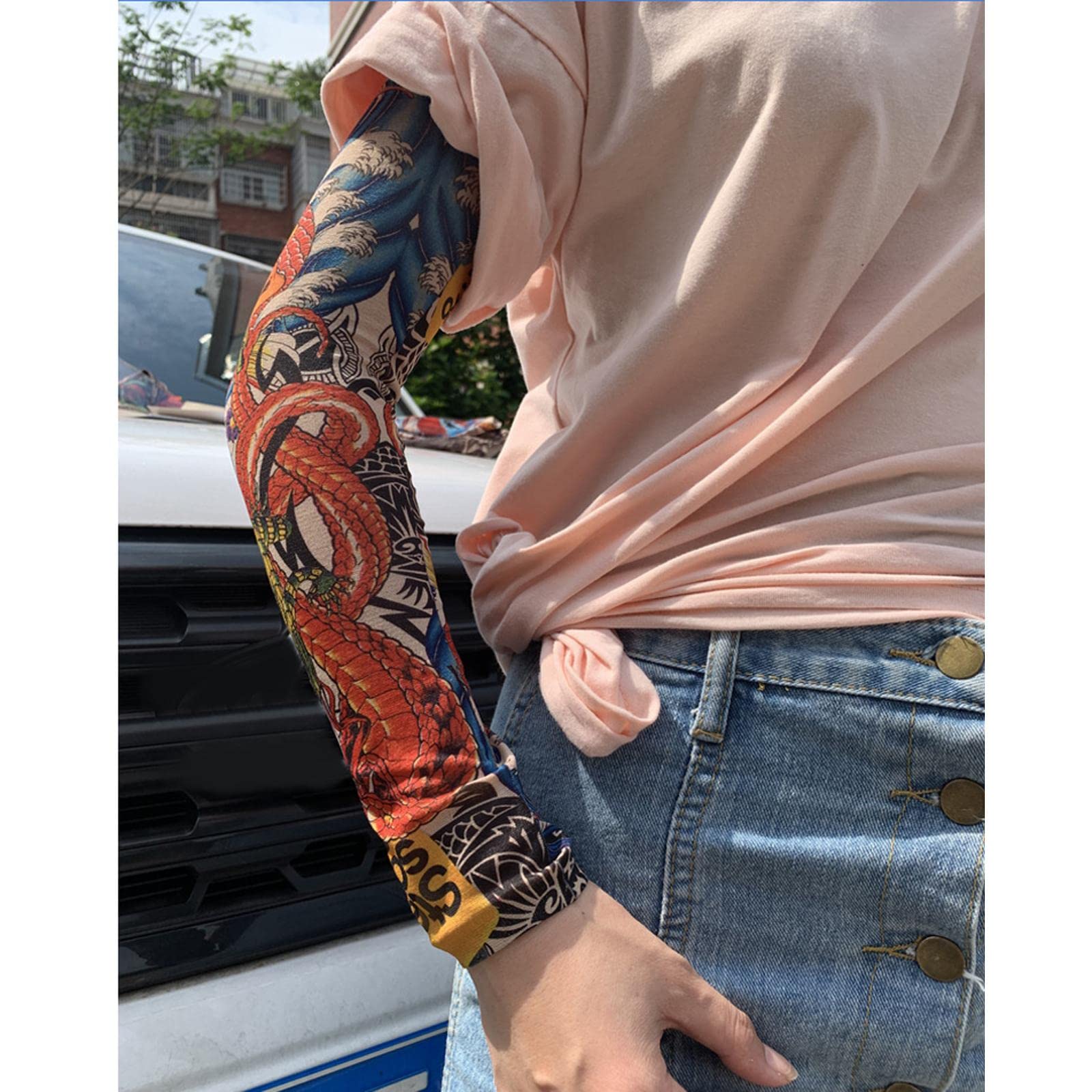 3xUnisex Cooling Arm Sleeves Tattoo Cover up for Walking
