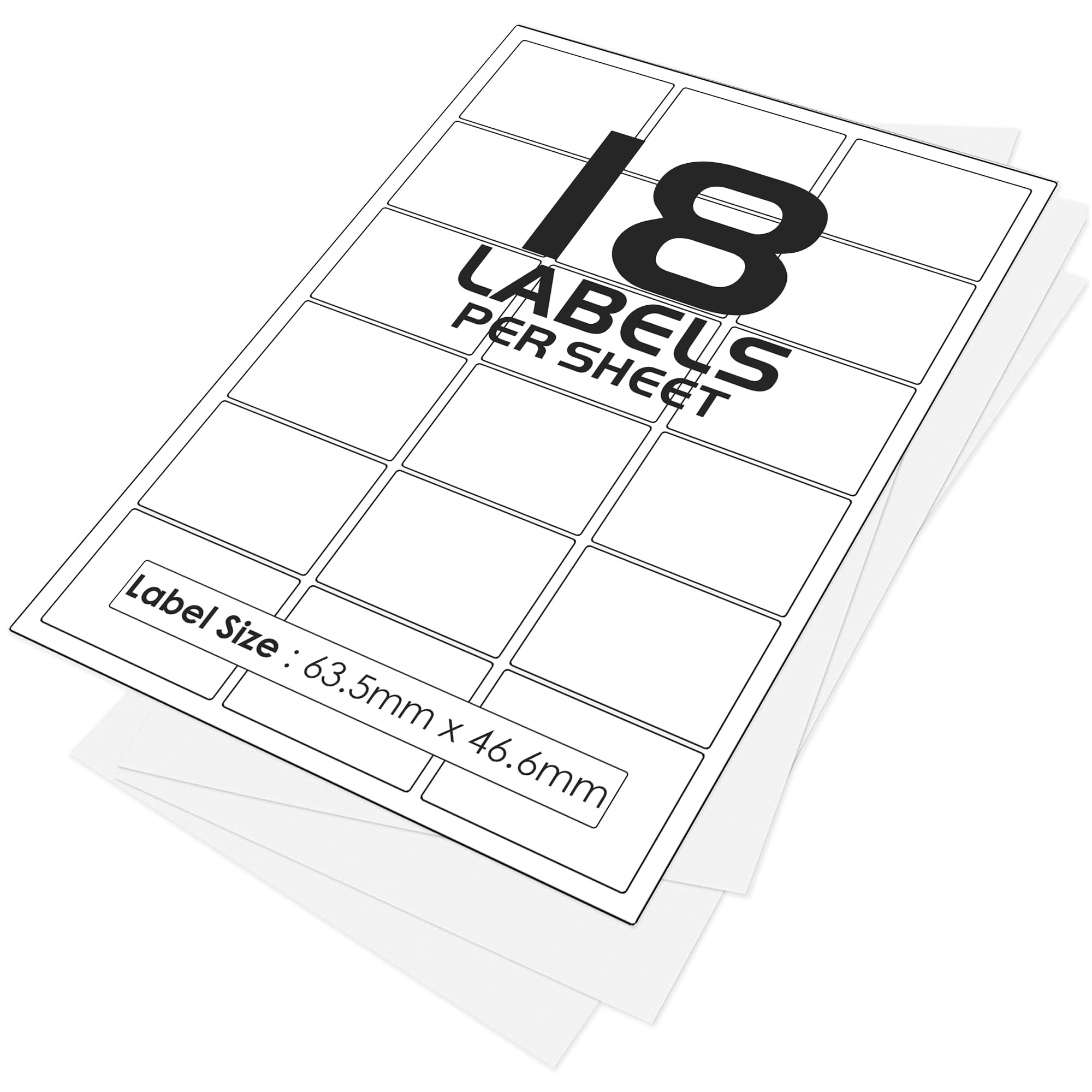18 Per Page/Sheet, 200 Sheets (3600 Sticky Label), iSOUL White Blank Matt Self-Adhesive A4 Address Shipping Labels Stickers, Laser Inkjet Compatible L7161/J8161 Printer Paper, 63.5 X 46.6 mm JAM Free