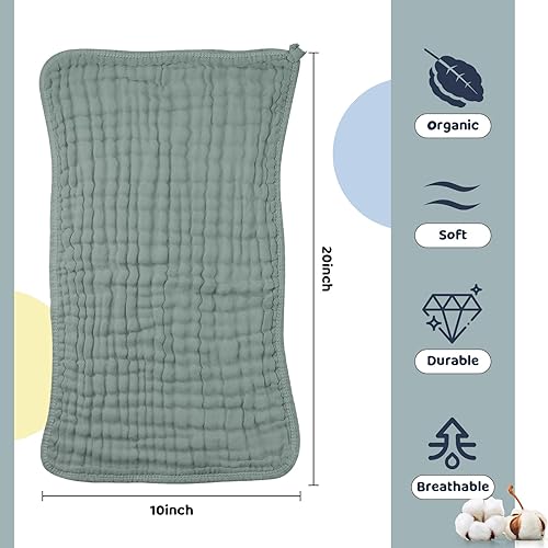 Miniatura 2 de Remagr Paquete de 12 paños de muselina para bebé, 6 capas de algodón suave de 10 x 20 pulgadas, grandes, de muselina de varios colores, género