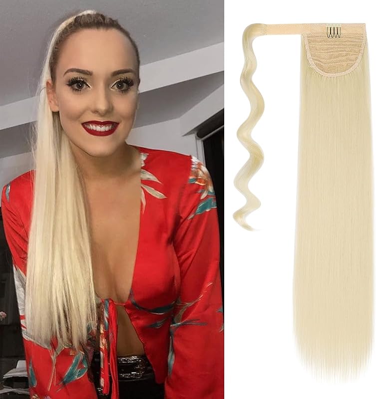 Cybelleza Csatos Lófarok Póthaj - 55 cm Egyenes Hajhosszabbítás, 100g Műhaj Copf, Világosszőke Hajdúsító Nőknek