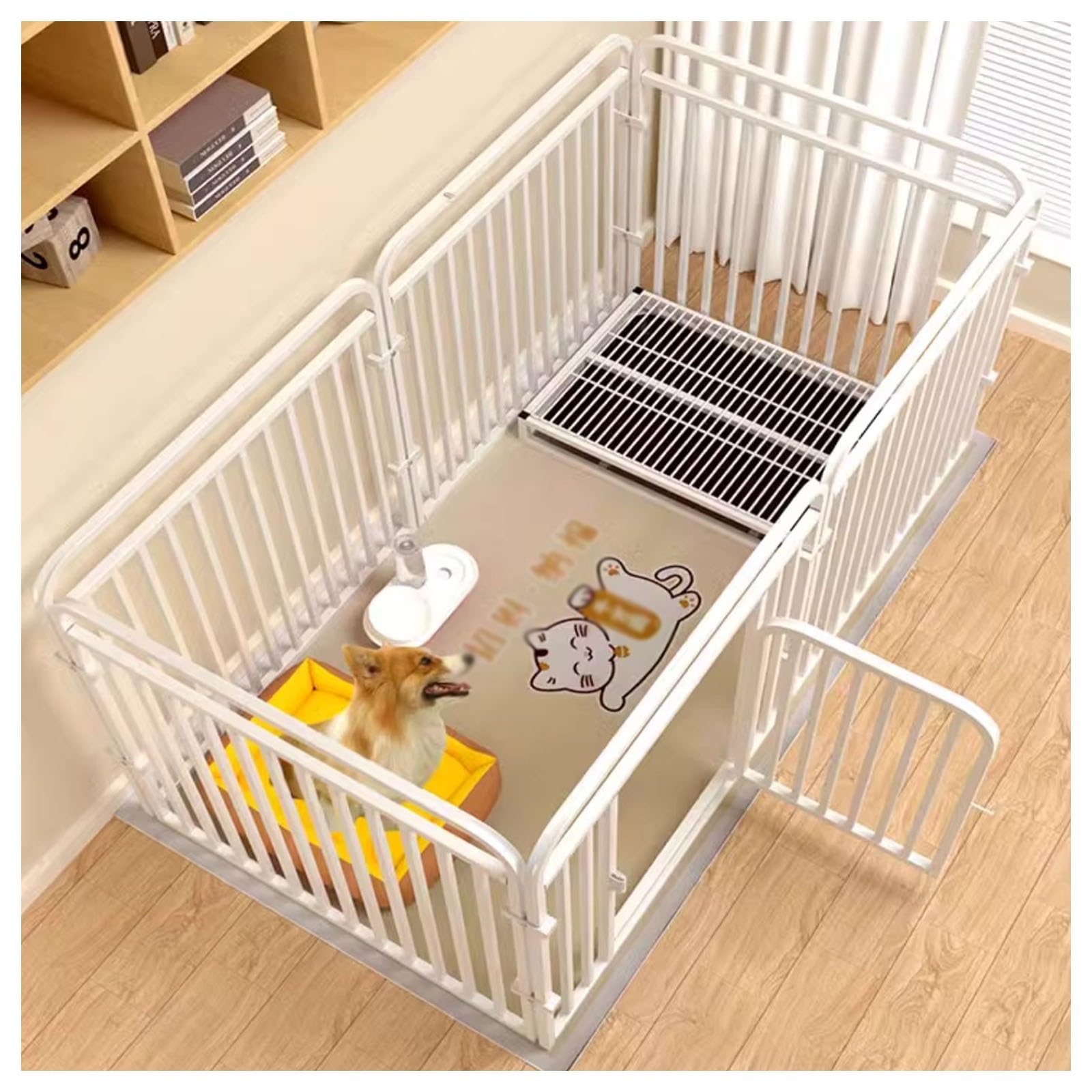 Parque para Perros Vallas para Perros， Corralito para Perros Pequeños y Medianos de Acero para Interior y Exterior，para Cachorros, Gatos, Conejos, Hurones(White,B_47.2X23.6X23.6IN)