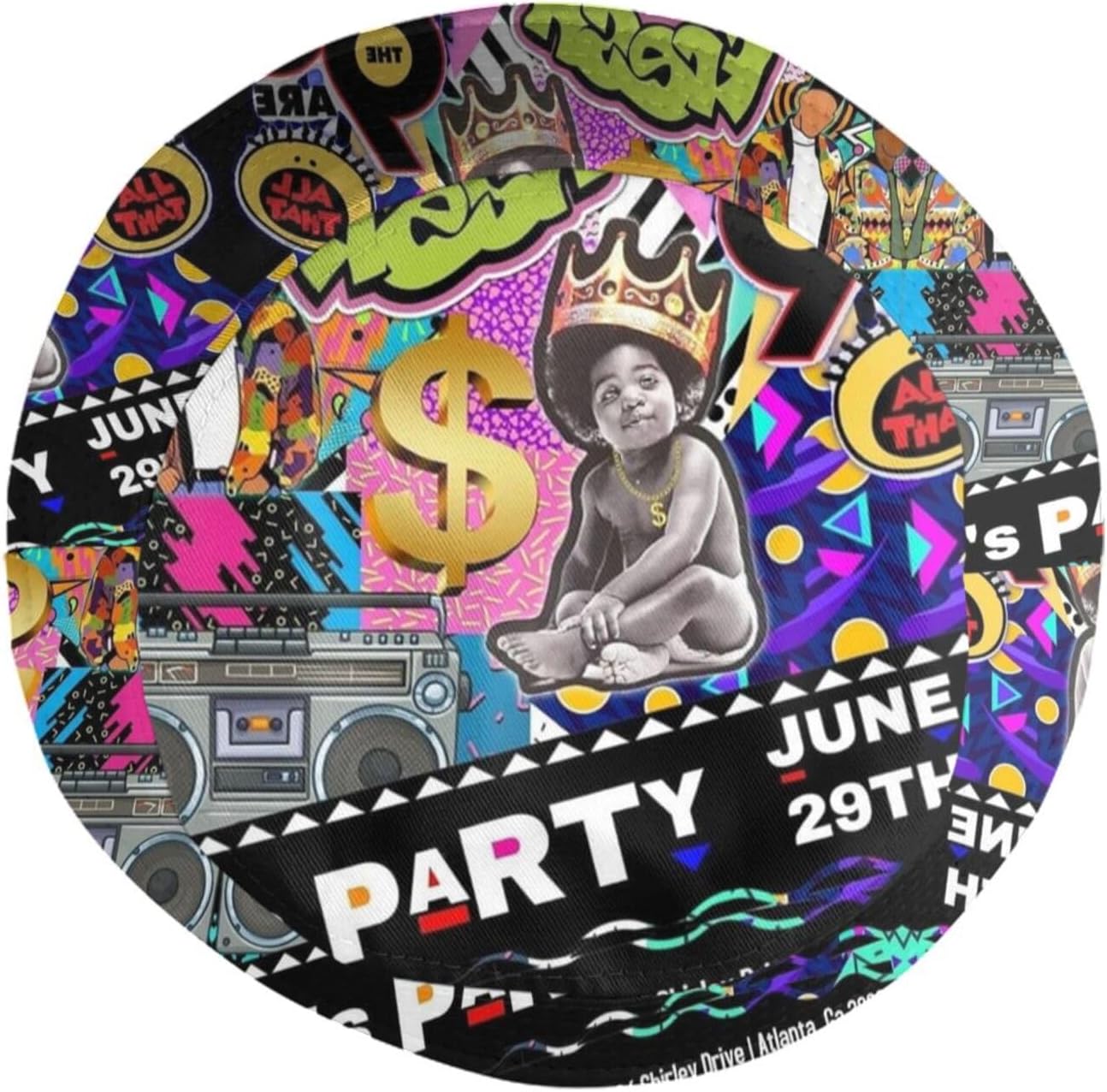 Fashion 80s 90's Theme Bucket Hats Retro Sun Cap Packable Outdoor Fisherman Hat for Women and Men - Image 4