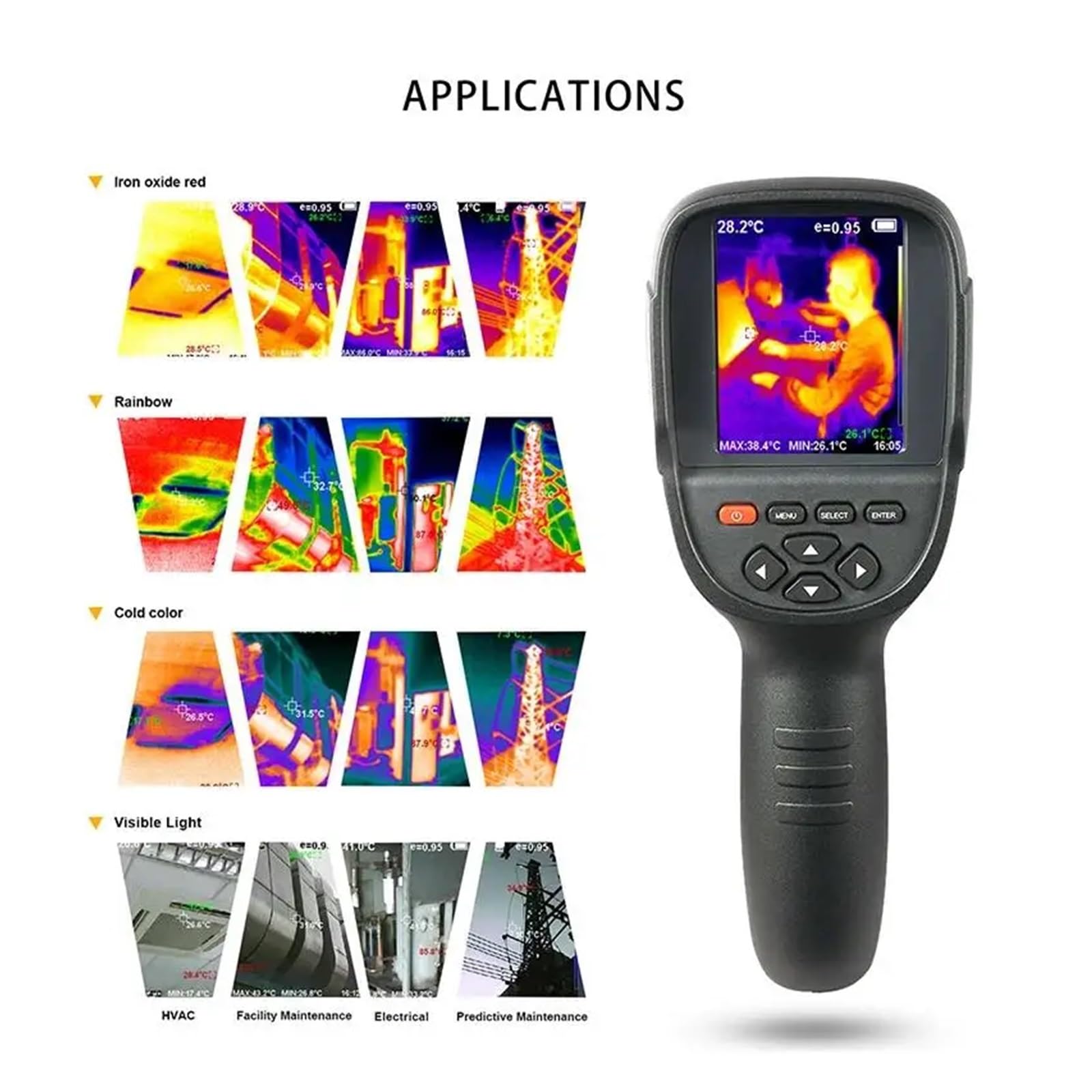 Cámara de Imagen térmica HTI HT-18 HD, resolución de 220x160 píxeles, reparación de calefacción de Suelo Industrial, cámara térmica portátil