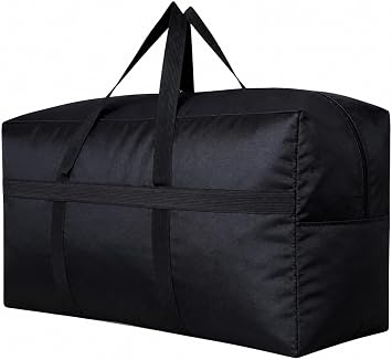 YiKitHom Extra Large Storage Duffle Bag with Zippers and Handles, Big Foldable Duffle Bag for Travel Black 60L