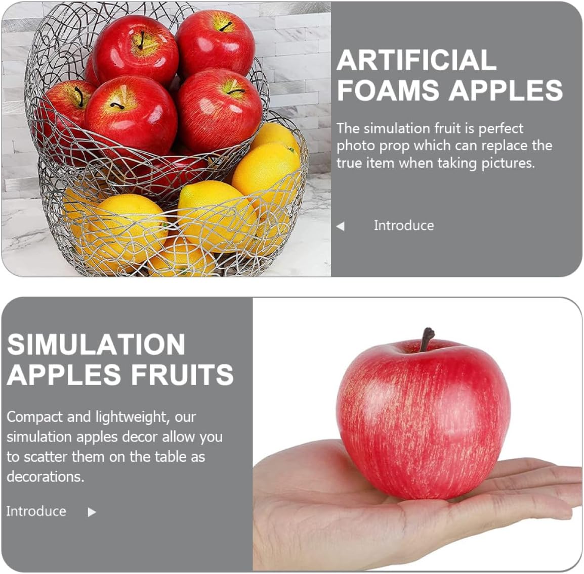12pcs Realistic Foam Artificial Green and Fruit Models Lifelike Fake Fruit Decor Centerpieces for Home Kitchen Party Table Decoration