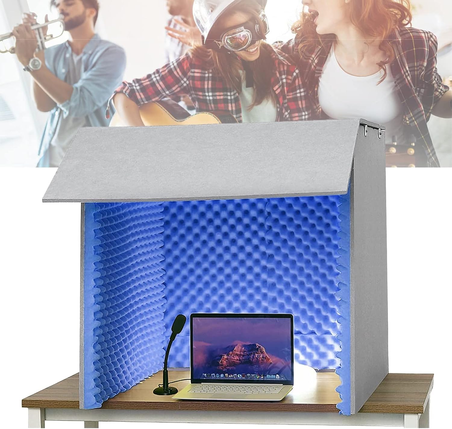 Box di isolamento acustico portatile per cabina vocale per registrazione copertura insonorizzata pannelli in schiuma acustica per una maggiore chiarezza vocale riduzione del rumore cabina vocale