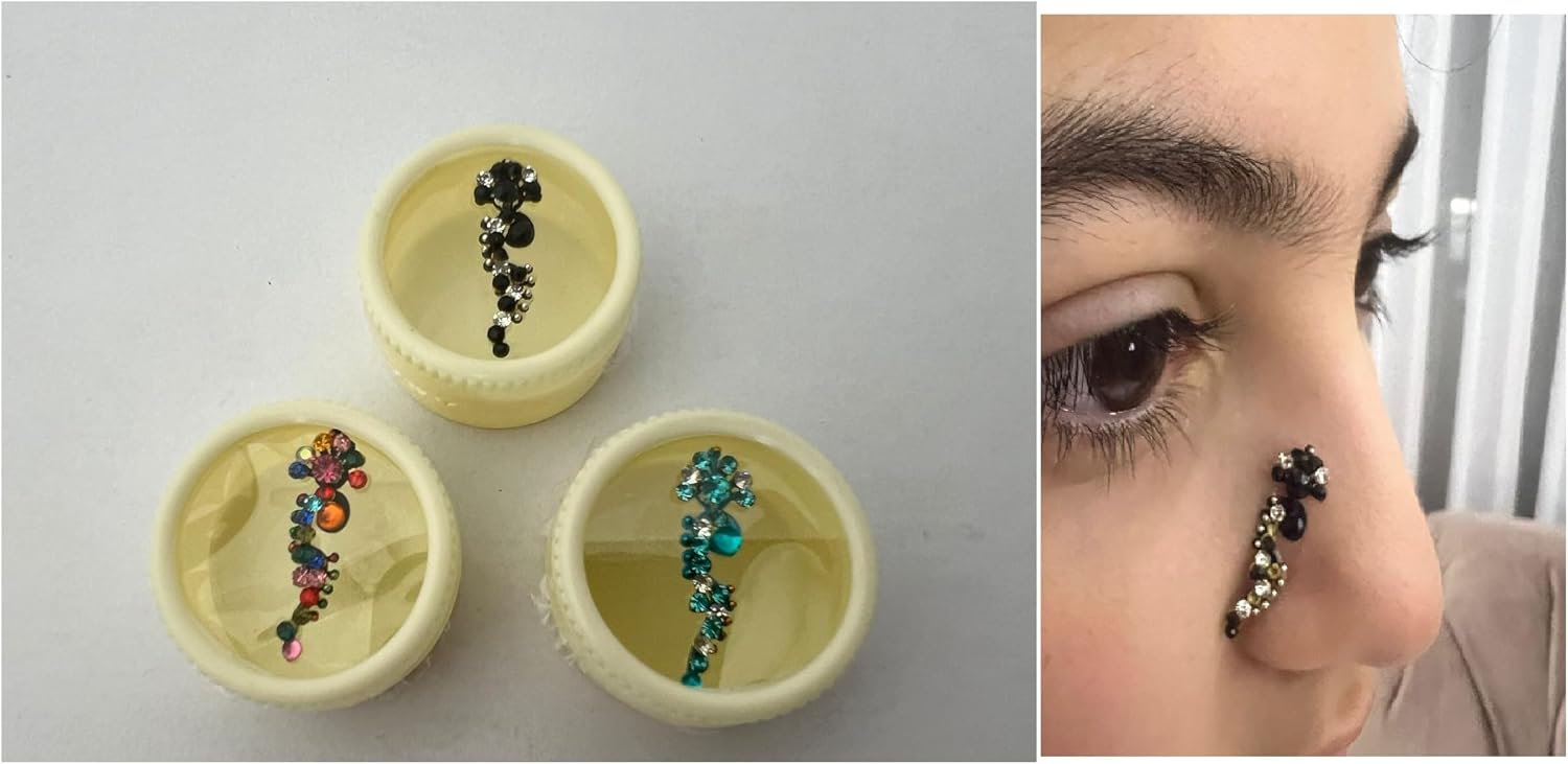Yapışkanlı Yüz taşı Face Gems 3 Adet Birden Burun Parmak Hızma Modeli 4