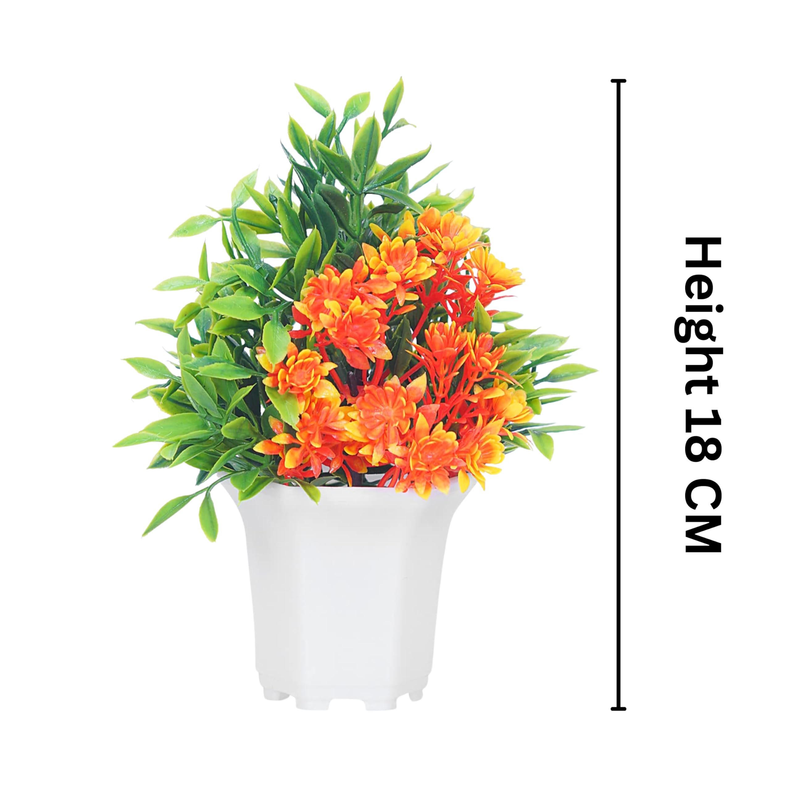 Dekorly Plastic Wild Artificial Flower Plants With Cute Hexa Pot|Faux Flower Plant For Home Office Decor|Tabletop And Desk Decoration|Artificial Flower For Balcony Indoor Decor|Pack Of 8 (Multi-C) 1