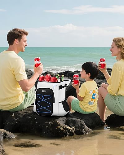 Miniatura 27 de Mochila térmica para 30 latas, impermeable, con compartimento para enfriar para hombres y mujeres, bolsa térmica de lados suaves, mochila ligera Gris