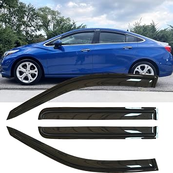 4pcs Original Shatterproof Rainproof Window Wind Deflectors for Chevrolet 2016-2019 Cruze Excludes Classic Model,Outside Mount Rain Guards Set,Nice Looking Window Visor for Cars,Vent Deflector 94712