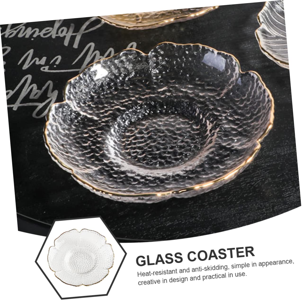 4 Stück Glasuntersetzer aus Glas im Japanischen Stil | Blumenform, für Tee im Restaurant der Bar, Rutschhemmend und Praktisch im Einsatz