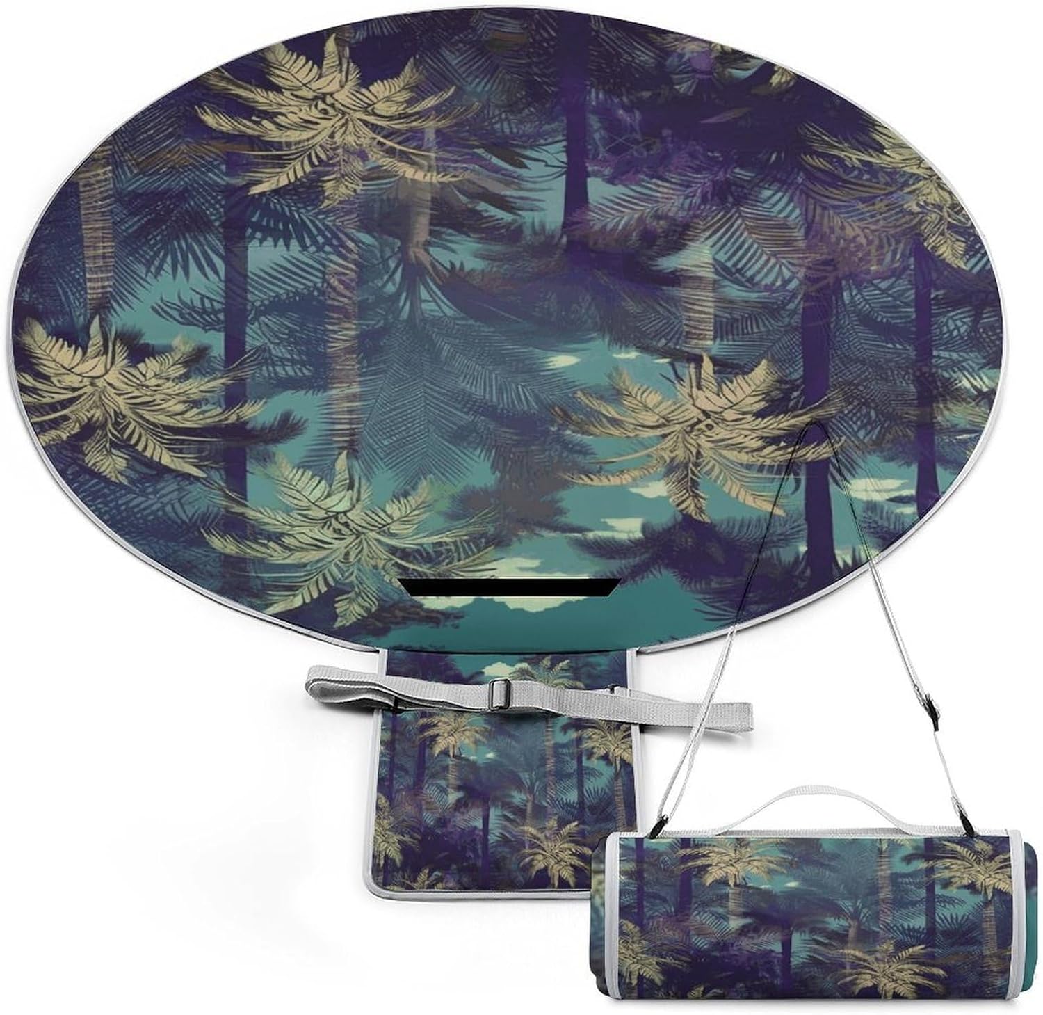 Fantasy Palm Tree Jungle Picnic Mat Lightweight Waterproof Picnic Blankets Extra Large Picnic Outdoor Blankets Foldable Sandproof Beach Blanket for Park Beach Camping Courtyard 58.3''x58.3''