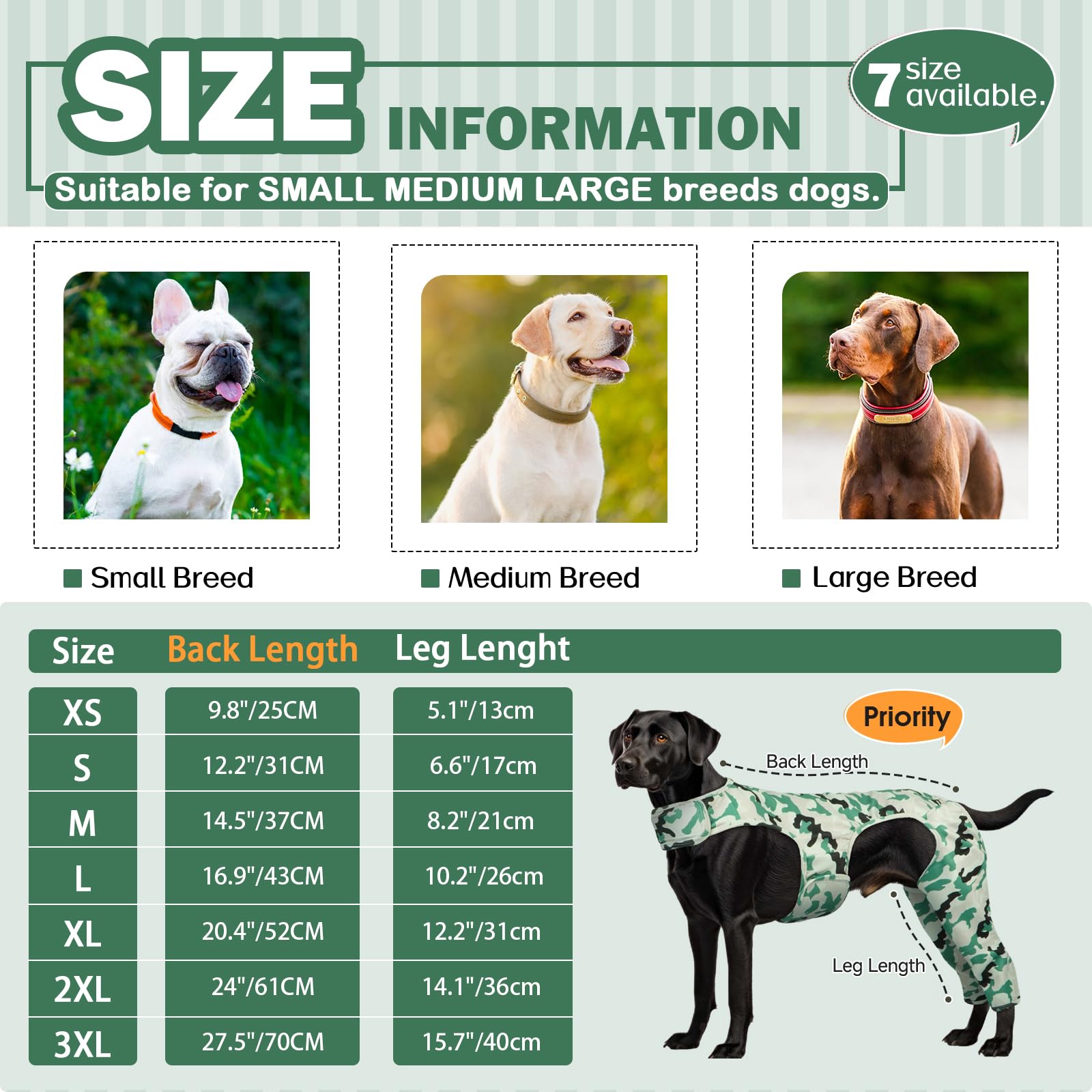 Hjyokuso Recovery Suit for Dogs Dog Surgery Suit, Leg Protector, Lick Sleeve, Army Green Camouflage, XXL - Image 4