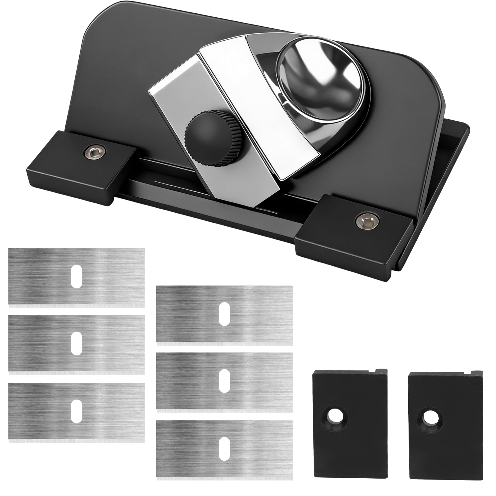 Steel Bevel Mat Cutter with Auto-Springback Safety Design, Handheld 45° Angle Matt Cutter with 6 Replacement Blades, Professional Matboard Cutter for Picture Framing & Photo Artwork Mat Cutter