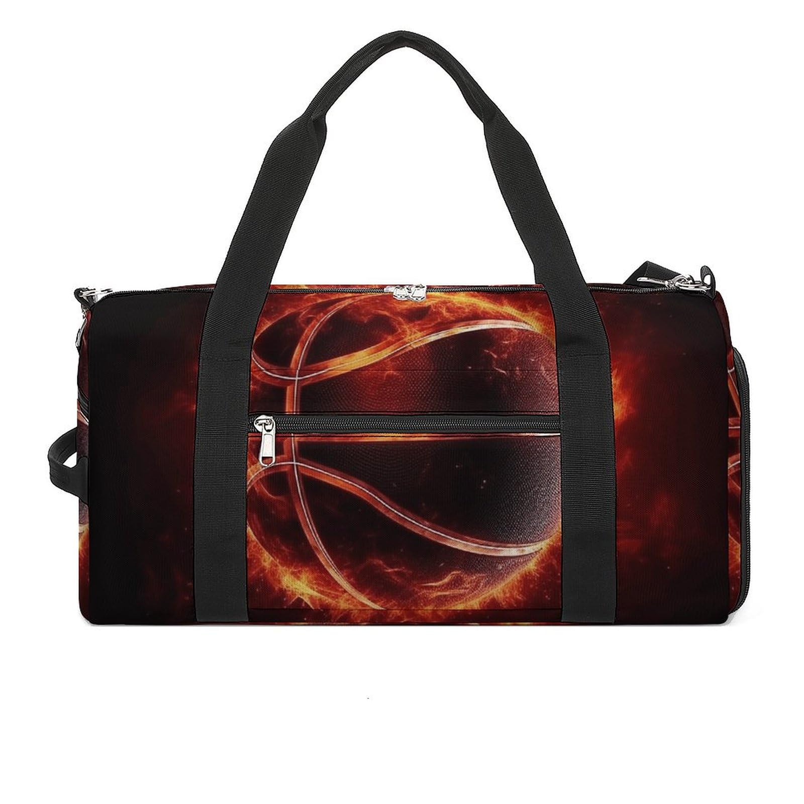 Sac de gym élégant imprimé basket-ball en feu taille unique multi-compartiments - 8