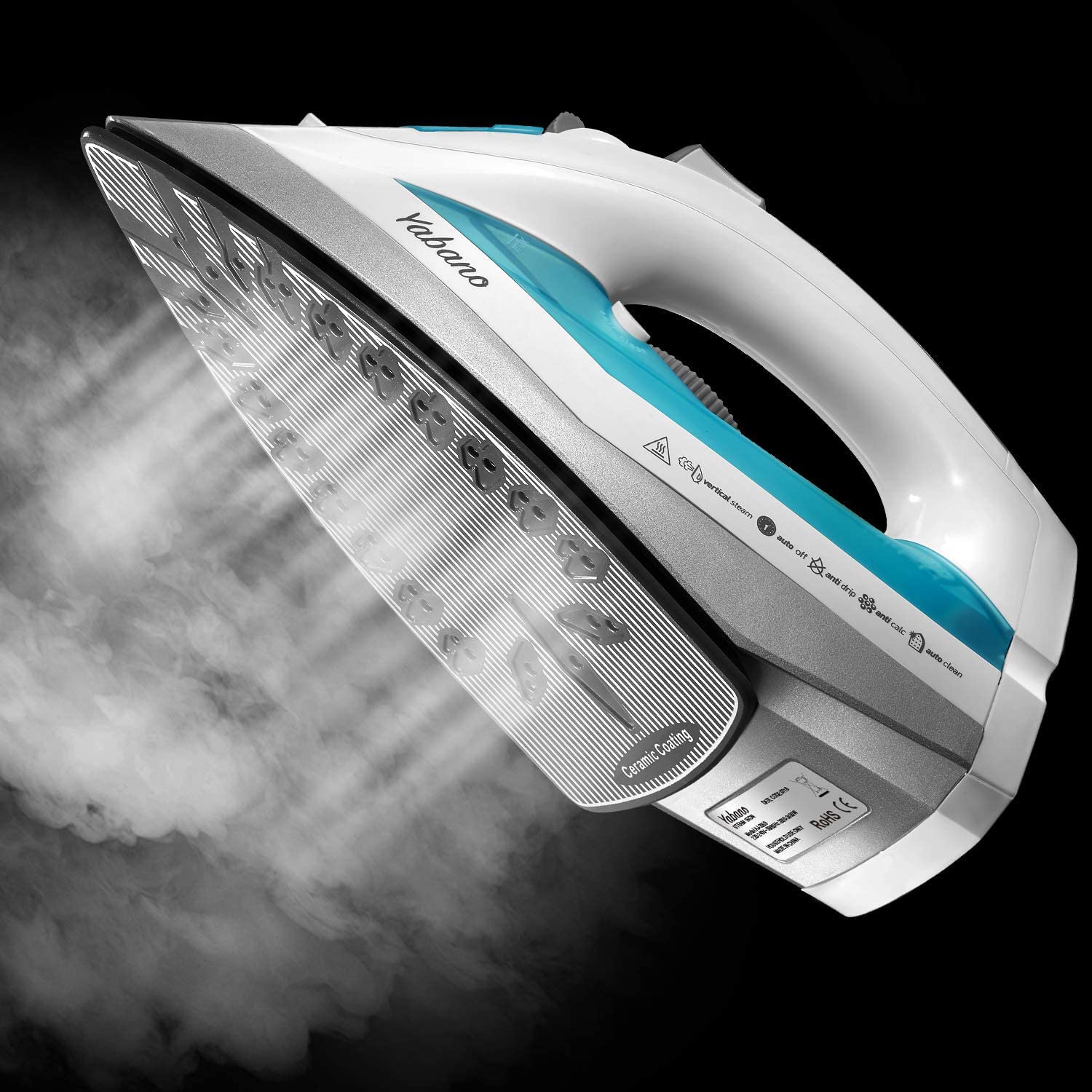 Yabano Fer a Repasser Vapeur - 2400W, 350 ml - Vert Clair (Anti-Tartre, Système Anti-Goutte, Semelle en Céramique, Fonction d'au