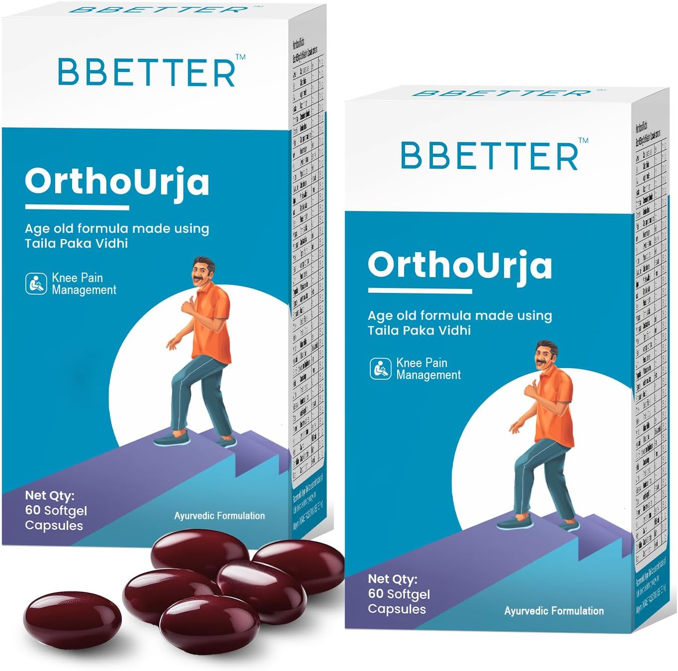 BBETTER OrthoUrja | Lab Tested Ayurvedic Formula for Joint & Knee Health | Supports Flexibility, Mobility & Comfort | Made Using Traditional Taila Paka Vidhi | 120 Softgels