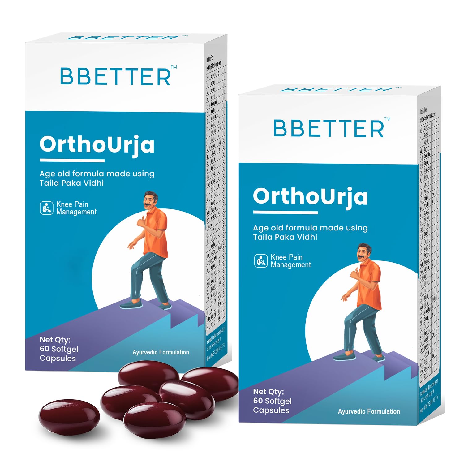BBETTER ORTHOURJA – Lab tested Ayurvedic medicine for knee pain, joint pain and arthritis relief. Taila Paka Vidhi Widhi Made | 120 softgels BBETTER ORTHOURJA – Lab tested Ayurvedic medicine for knee pain, joint pain and arthritis relief. Taila Paka Vidhi Widhi Made | 120 softgels