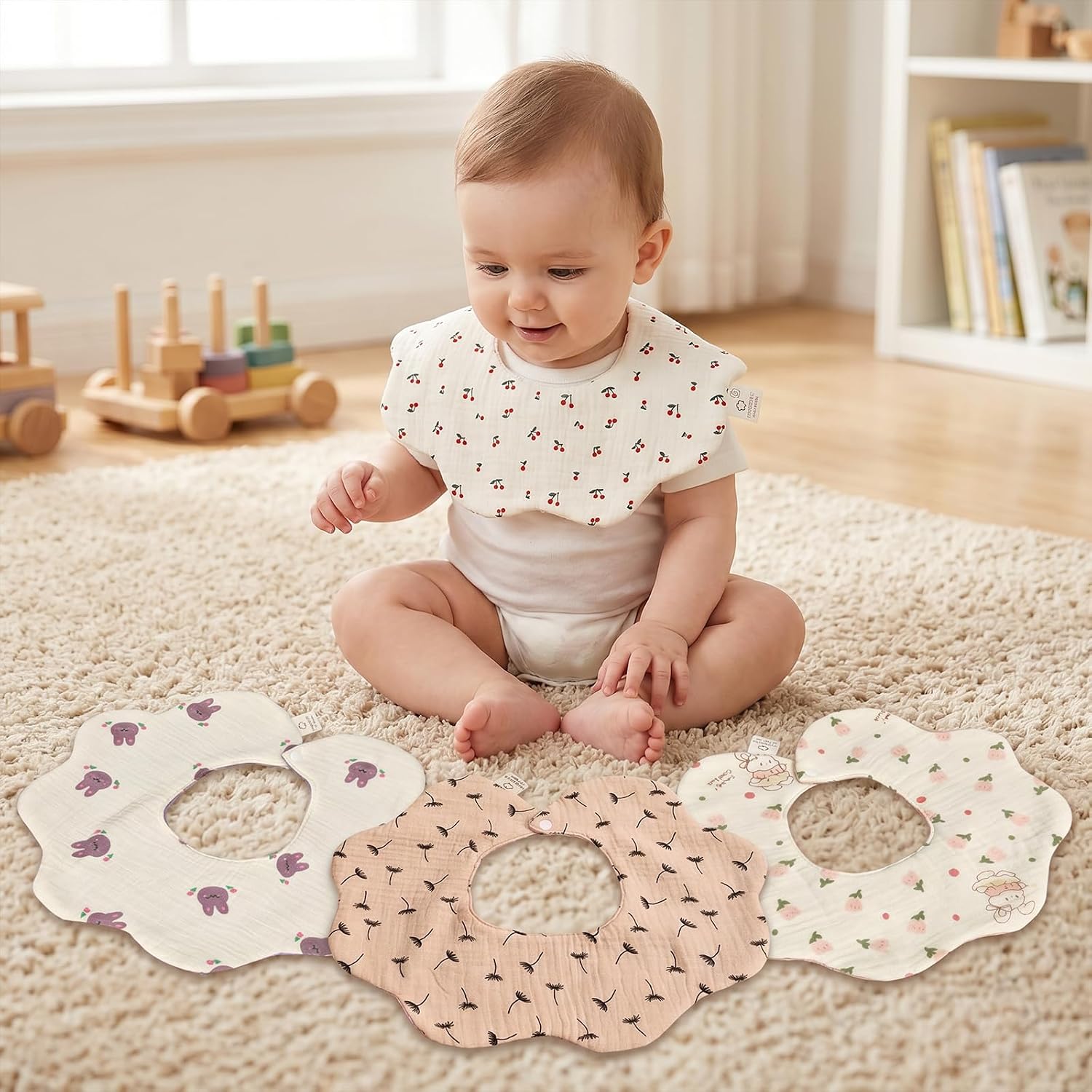 Organic Cotton Muslin Baby Bibs for Drooling & Teething image 4