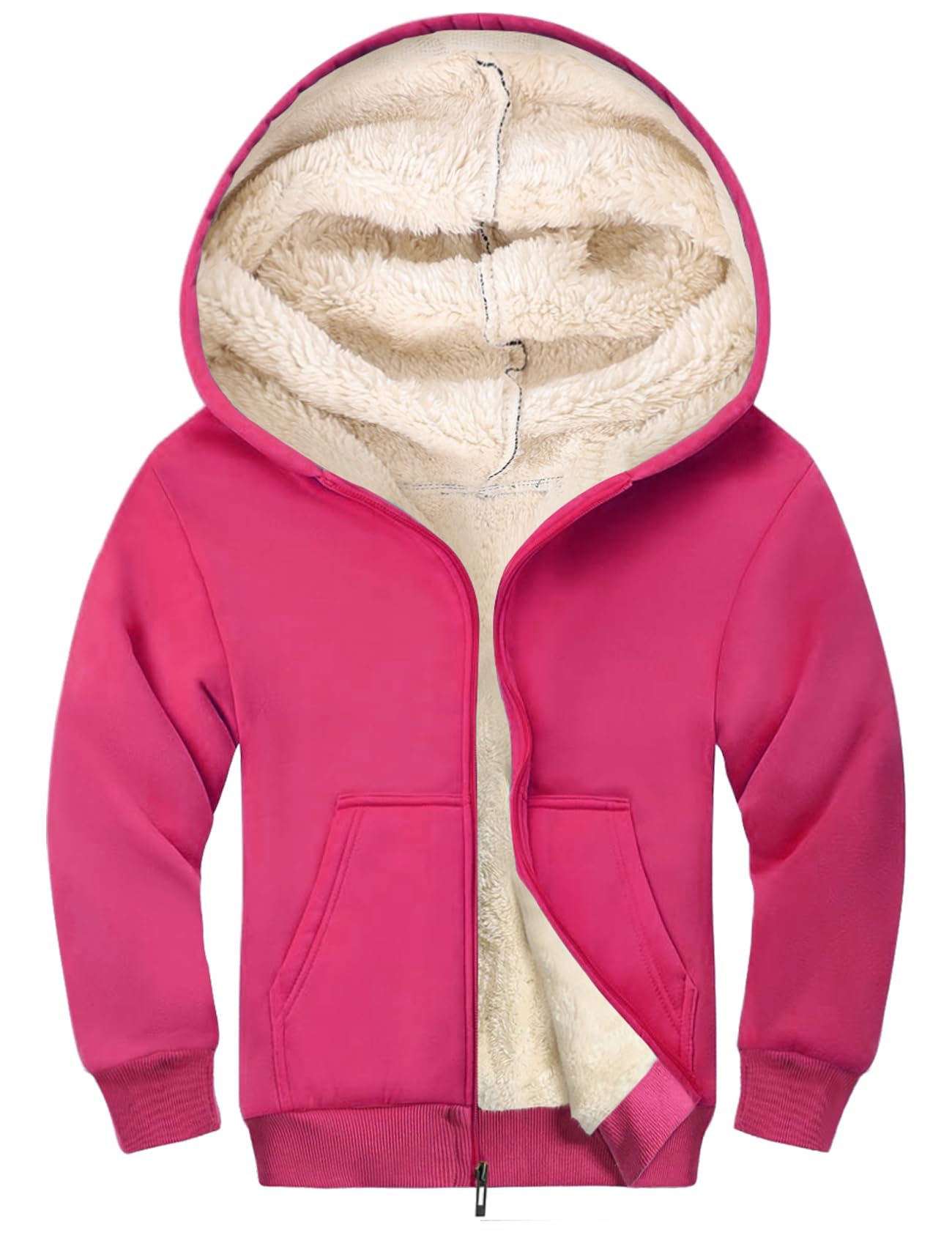 Gihuo Kids Fleece Jacket Sherpa Lined Zip Up Hoodie