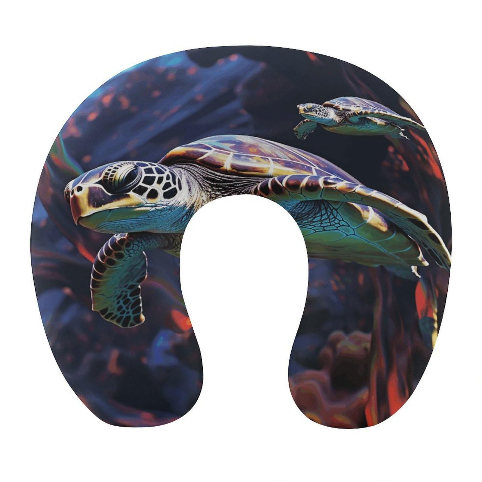 Btcowzrv Style A Colorful Tropical Sea Turtle U Shaped Neck Pillow Travel Pillows