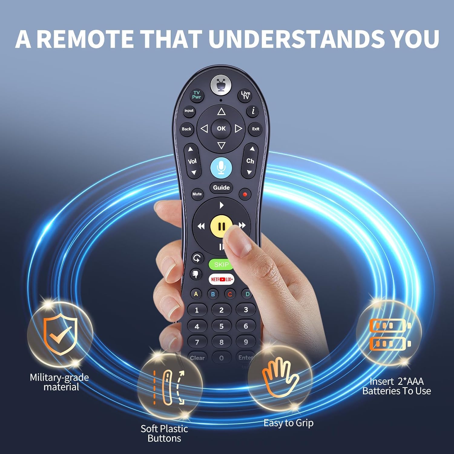 Replacement Remote Control for TiVo LUX, Tivo Edge and Bolt, TiVo Roamio and Mini VOX, Voice Command, Models C00305, Video Streaming