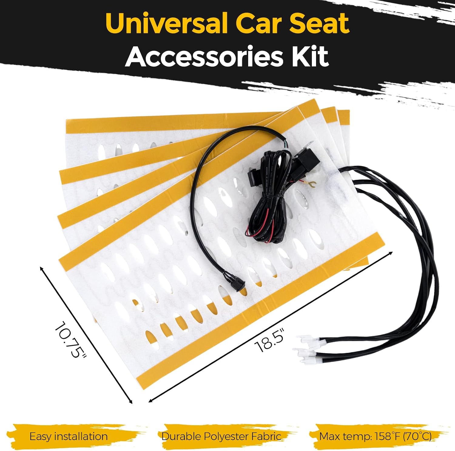4 Pack Square Alloy Wire Car Seat Inner Liner Insert Mat, Embedded Driver Seat Cushion Pad, Winter Cold Insulation Auto Accessory, Square Car Seat Covers Accessories Kit for Sedan Truck SUV Van image 2