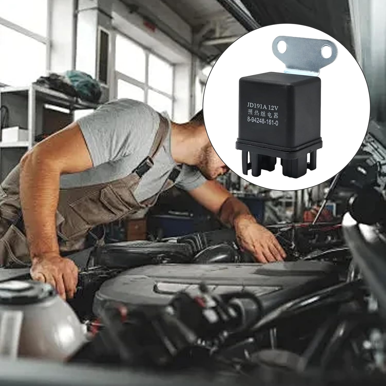 12V Glow Plug Relay 119650-77910 Replacement for Anmar G71SU Yanmar G71SU Replacement for John Deere, Cub Cadet Replaces MR8B-451 MM43128202 MM43128201