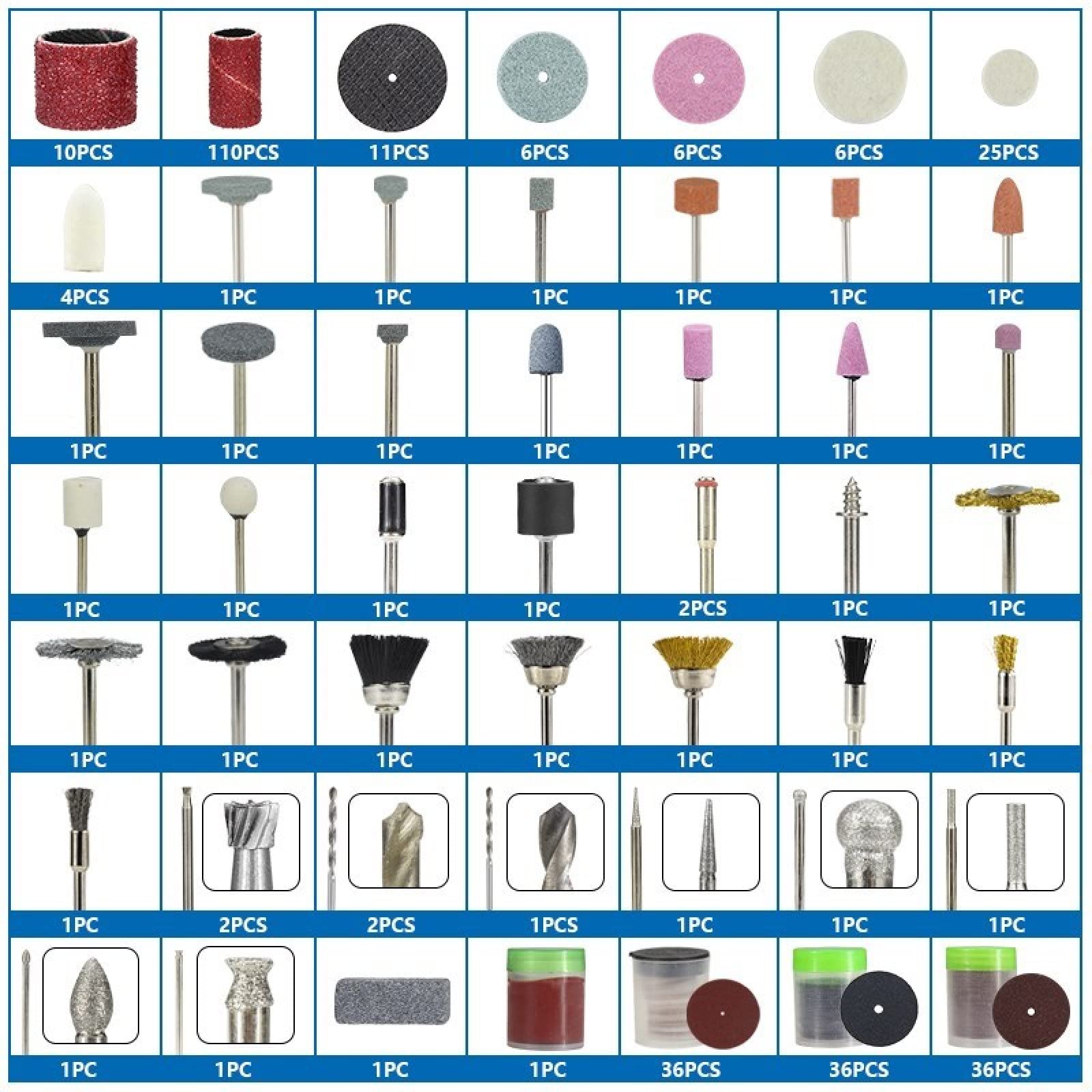 228pcs Rotary Tool Accessories Kit For Cutting Grinding Sanding Carving Polishing Tool Abrasive Tools