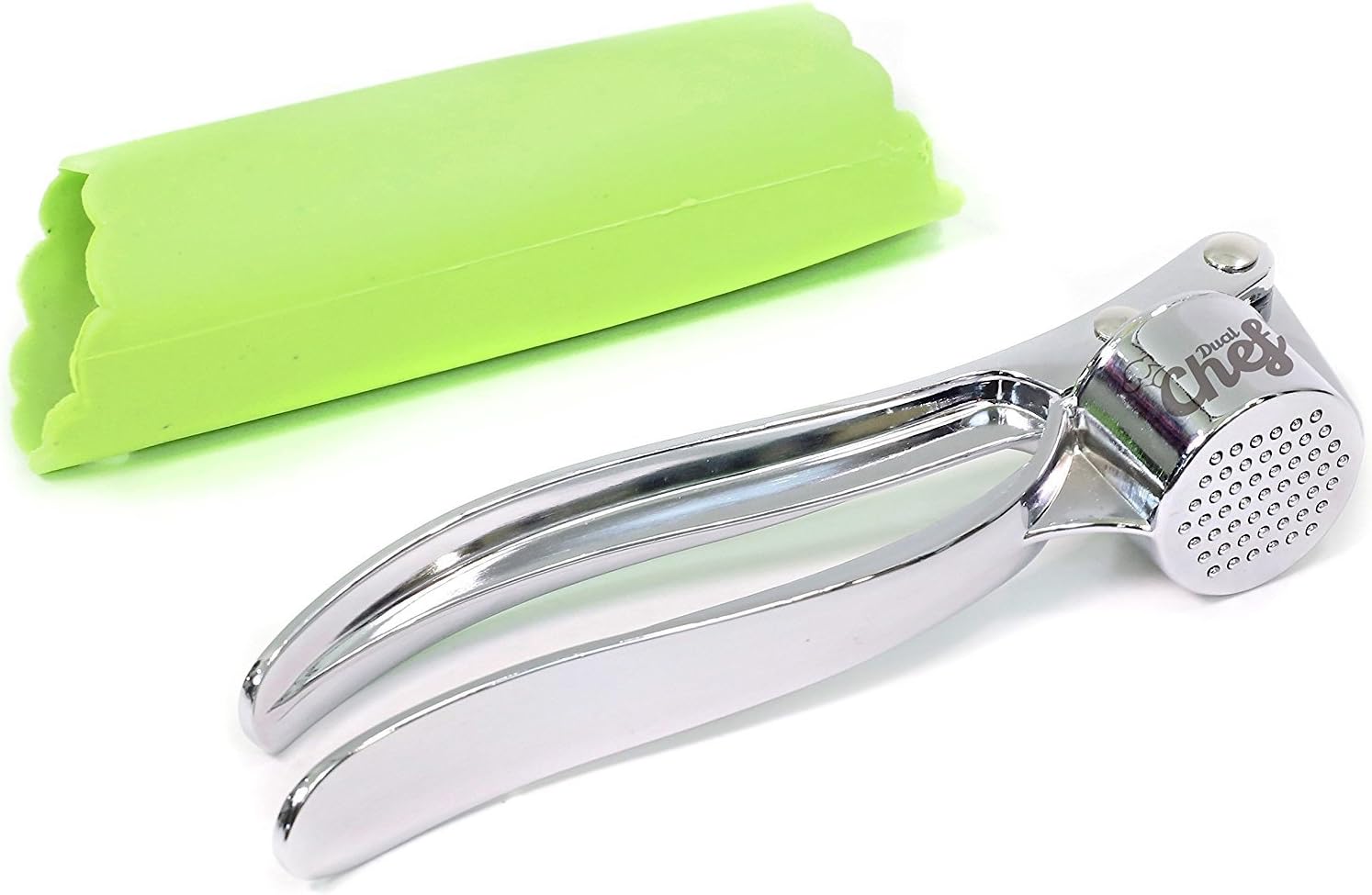 Garlic Press and Silicone Tube Peeler Set - Easily Peel, Press, and Mince Garlic and Ginger