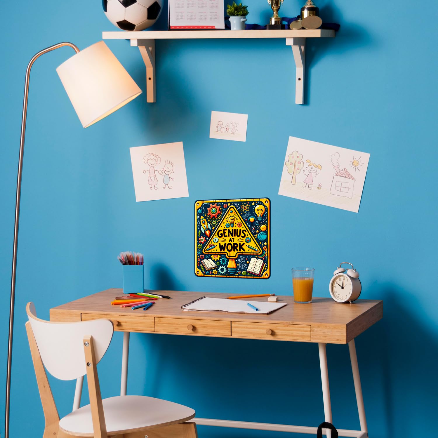 Genius at Work Sticker for Kids Room, Motivational Vinyl Decal for Children's Study Area & Bedrooms, Door or Wall - Image 4