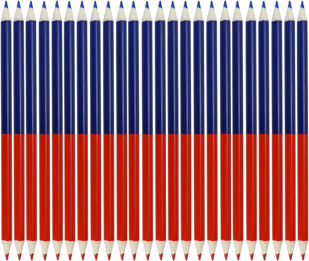 YOLUFER Checking Pencils Red and Blue Erasable Pencils Pre-Sharpened #2 HB for Checking Map Coloring Tests Grading (24 Pieces)