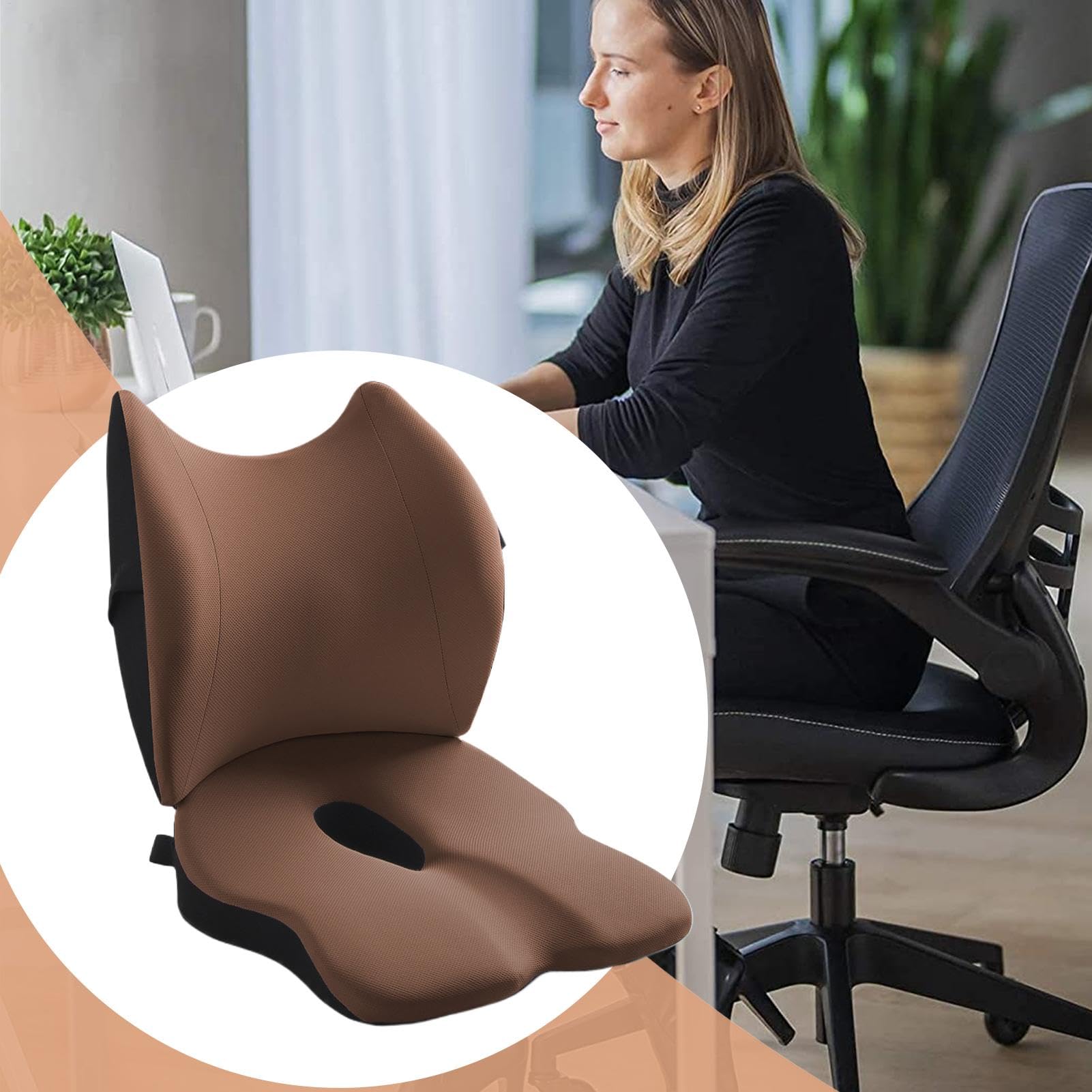 Cojín de Asiento y Soporte Lumbar Almohada Ergonómica Soporte Lumbar