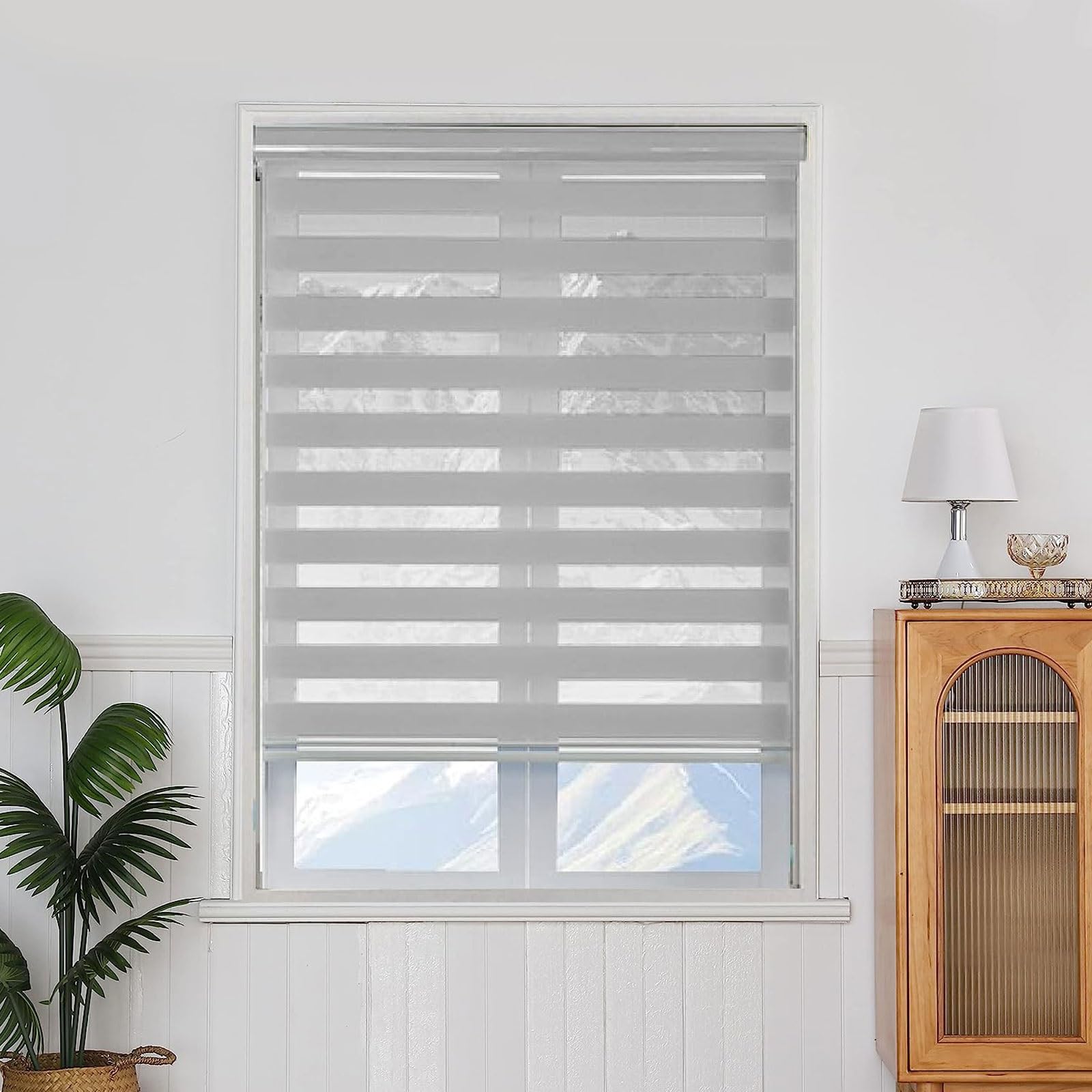 Portable Blackout Blinds 55 x 180 cm UV Protection Light Filtering Home Blackout Roller Window Blind Easy to Install Fittings Included for Home Office Bedroom, Jasny szary