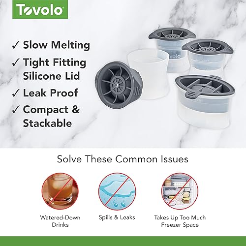 Miniatura 3 de Tovolo Juego de 4 moldes de hielo deportivos  Moldes grandes para cubitos de hielo artesanales para cócteles de whisky, bolas de fútbol, béisbol,