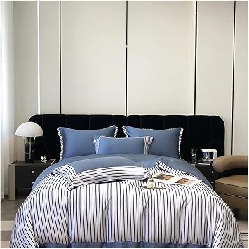 Modern Stripe Print 800TC Natural Fiber Luxury Bedding Set Soft Silky Comforter Set,Bed Sheets